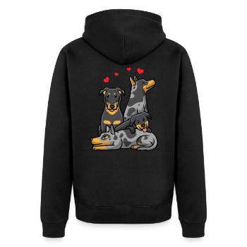 Beauceron Hunde Berger de Beauce Hundebesitzer - Unisex Premium Bio Zip Hoodie - Schwarz - Hinten - Nico (187cm)