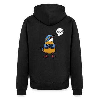 Stubborn Kingfisher - Unisex Premium Organic Zip Hoodie - black - Back - Nico (187cm)