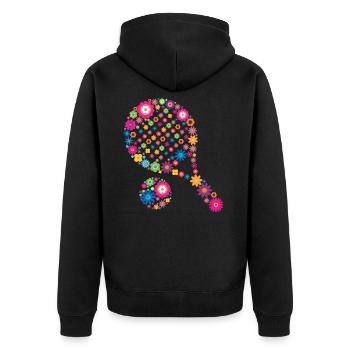 Paddle-Tennis Pádel Padel Tennis - Unisex Premium Bio Zip Hoodie - Schwarz - Hinten - Nico (187cm)