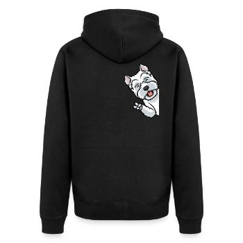 West Highland White Terrier Westie - Unisex Premium Bio Zip Hoodie - Schwarz - Hinten - Nico (187cm)
