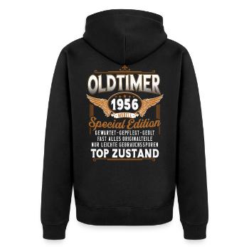Oldtimer Baujahr 1956 Jahrgang Geburtstag Geschenk - Unisex Premium Bio Zip Hoodie - Schwarz - Hinten - Nico (187cm)