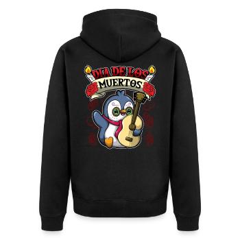 Dia De Los Muertos Animals Penguin - Unisex Premium Bio Zip Hoodie - Schwarz - Hinten - Nico (187cm)