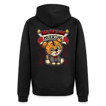 Dia De Los Muertos Animals Tiger - Unisex Premium Bio Zip Hoodie - Schwarz - Hinten - Nico (187cm)