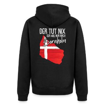 Dänemark Flagge Skandinavien Bornholm - Unisex Premium Bio Zip Hoodie - Schwarz - Hinten - Nico (187cm)