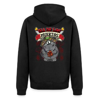 Dia De Los Muertos Animals Hippo - Veste à capuche bio Premium Unisexe - noir - Dos - Nico (187cm)