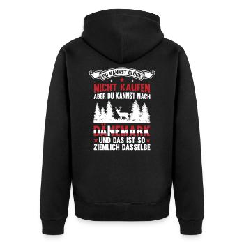 Dänemark Glück Flagge Skandinavien - Unisex Premium Bio Zip Hoodie - Schwarz - Hinten - Nico (187cm)