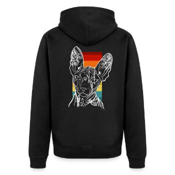 Sphynx Tatouage Chat Vintage Design - Veste à capuche bio Premium Unisexe - noir - Dos - Nico (187cm)