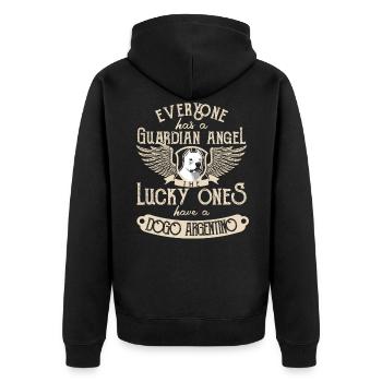 Dogo Argentino avec ange gardien sort - Veste à capuche bio Premium Unisexe - noir - Dos - Nico (187cm)