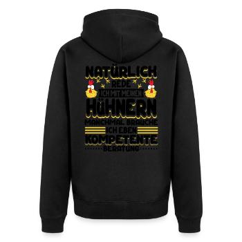 Hühner Huhn Haushühner Hühnerbesitzer - Unisex Premium Bio Zip Hoodie - Schwarz - Hinten - Nico (187cm)