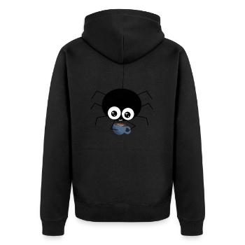 Araignée avec café - douce idée cadeau - Veste à capuche bio Premium Unisexe - noir - Dos - Nico (187cm)