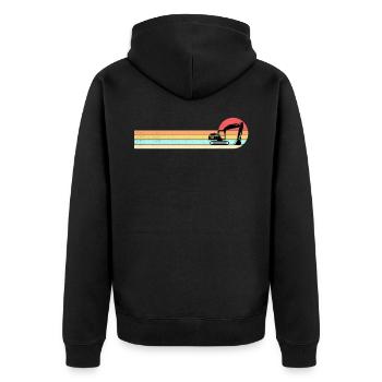Vintage Excavator Driver Construction Machine Construction Site - Unisex Premium Organic Zip Hoodie - black - Back - Nico (187cm)