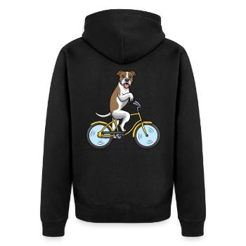 American Staffordshire Terrier chien à vélo - Veste à capuche bio Premium Unisexe - noir - Dos - Nico (187cm)