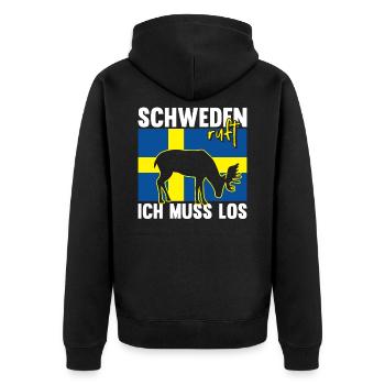 Schweden ruft Elch Flagge Skandinavien - Unisex Premium Bio Zip Hoodie - Schwarz - Hinten - Nico (187cm)