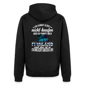 Finnland Nordlichter Bär Flagge Skandinavien - Unisex Premium Bio Zip Hoodie - Schwarz - Hinten - Nico (187cm)