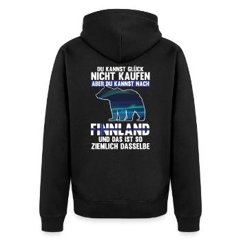 Finnland Nordlichter Bär Flagge Skandinavien - Unisex Premium Bio Zip Hoodie - Schwarz - Hinten - Nico (187cm)