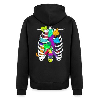 Cage thoracique squelettique avec chats colorés - Veste à capuche bio Premium Unisexe - noir - Dos - Nico (187cm)