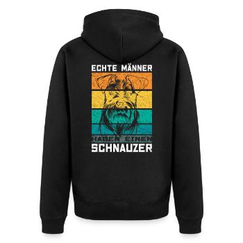 Zwergschnauzer Miniature Schnauzer Männer Hund - Unisex Premium Bio Zip Hoodie - Schwarz - Hinten - Nico (187cm)