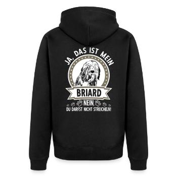 Briard Besitzer Hund Nicht Streicheln - Unisex Premium Bio Zip Hoodie - Schwarz - Hinten - Nico (187cm)