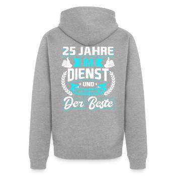 25 Jähriges Dienstjubiläum Firmenjubiläum - Unisex Premium Bio Zip Hoodie - Grau meliert - Hinten - Nico (187cm)