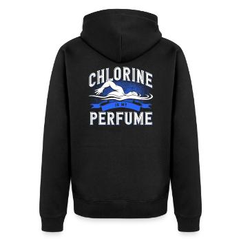 Chlorine Is My Perfume Schwimmer Schwimmen - Unisex Premium Bio Zip Hoodie - Schwarz - Hinten - Nico (187cm)