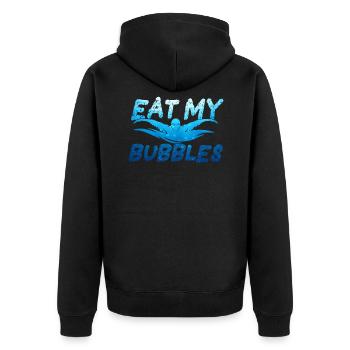 Eat My Bubbles Schwimmer Schwimmen Schwimmen - Unisex Premium Bio Zip Hoodie - Schwarz - Hinten - Nico (187cm)