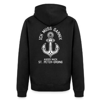 St. Peter-Ording Nordfriesland Seebad - Unisex Premium Bio Zip Hoodie - Schwarz - Hinten - Nico (187cm)