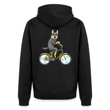 Australian Cattle Dog Hund Mit Fahrrad - Unisex Premium Bio Zip Hoodie - Schwarz - Hinten - Nico (187cm)