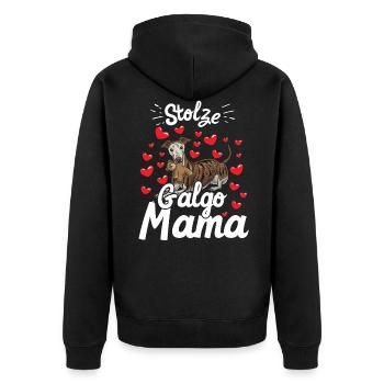 Galgo Espanol Mama - Unisex Premium Bio Zip Hoodie - Schwarz - Hinten - Nico (187cm)