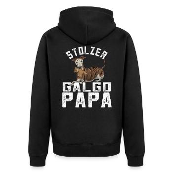 Galgo Espanol Papa - Unisex Premium Bio Zip Hoodie - Schwarz - Hinten - Nico (187cm)