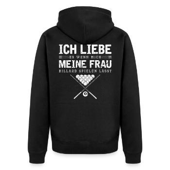 Pool Billard - Unisex Premium Bio Zip Hoodie - Schwarz - Hinten - Nico (187cm)