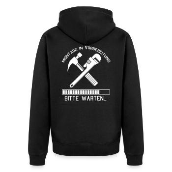 Klempner Montage Ladebalken Handwerker Spengler - Unisex Premium Bio Zip Hoodie - Schwarz - Hinten - Nico (187cm)
