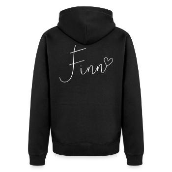 Finn Name Vorname Namenstag - Unisex Premium Bio Zip Hoodie - Schwarz - Hinten - Nico (187cm)