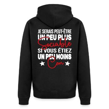 Je Serais Peut être Un Peu Plus Sociable Cadeau - Veste à capuche bio Premium Unisexe - noir - Dos - Nico (187cm)