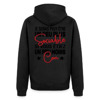 Je Serais Peut être Un Peu Plus Sociable Cadeau - Veste à capuche bio Premium Unisexe - noir - Dos - Nico (187cm)