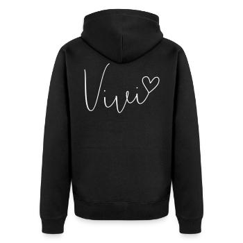 Vivi Name Vorname Vivien Vivian - Unisex Premium Bio Zip Hoodie - Schwarz - Hinten - Nico (187cm)