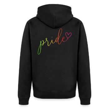 Pride Regenbogen Farben Schrift - Unisex Premium Bio Zip Hoodie - Schwarz - Hinten - Nico (187cm)