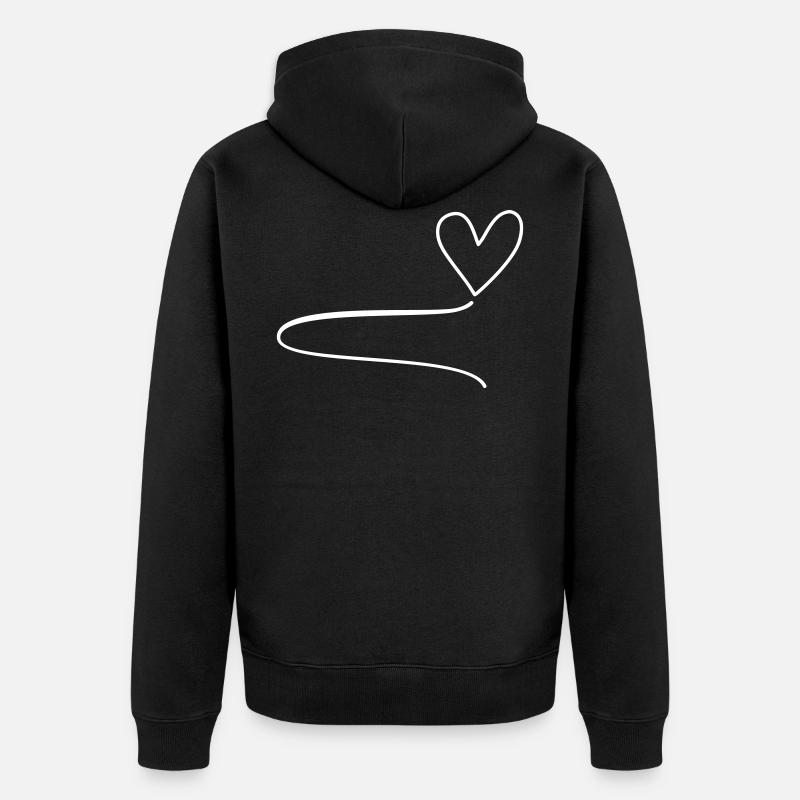 Coeur de la ligne de l’élan - Veste à capuche bio Premium Unisexe - noir