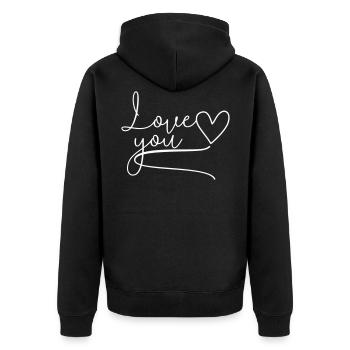 I love you Love You lettering - Unisex Premium Organic Zip Hoodie - black - Back - Nico (187cm)