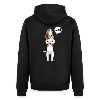 Bracco Italiano Hund - Unisex Premium Bio Zip Hoodie - Schwarz - Hinten - Nico (187cm)