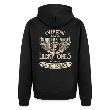 Galgo Espanol Dog Guardian Angel Saying - Unisex Premium Organic Zip Hoodie - black - Back - Nico (187cm)