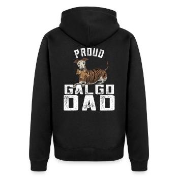 Galgo Espanol Papa - Unisex Premium Bio Zip Hoodie - Schwarz - Hinten - Nico (187cm)