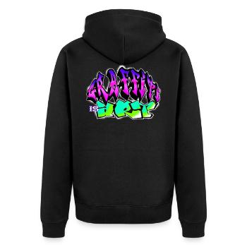 Graffiti is art colorful graffito slogan - Unisex Premium Organic Zip Hoodie - black - Back - Nico (187cm)