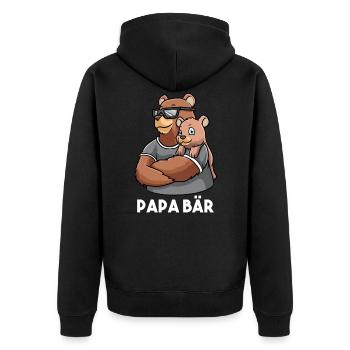 Papa Bär - Unisex Premium Bio Zip Hoodie - Schwarz - Hinten - Nico (187cm)