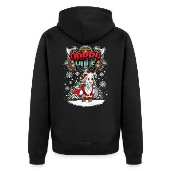 Happy Yule Viking Christmas Goat - Unisex Premium Bio Zip Hoodie - Schwarz - Hinten - Nico (187cm)