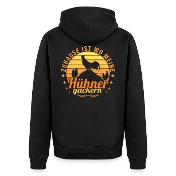 Zuhause ist wo meine Hühner gackern Hühnerzucht - Unisex Premium Bio Zip Hoodie - Schwarz - Hinten - Nico (187cm)