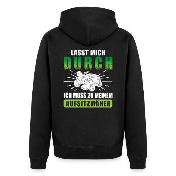 Rasentraktor Aufsitzrasenmäher Aufsitzmäher Rasen - Unisex Premium Bio Zip Hoodie - Schwarz - Hinten - Nico (187cm)