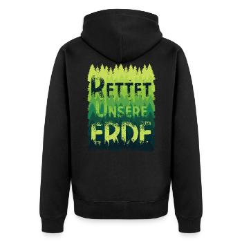 Rettet unsere Erde Regenwald Wald Natur - Unisex Premium Bio Zip Hoodie - Schwarz - Hinten - Nico (187cm)