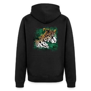 Leopard Rainforest Plants Nature Vegetation - Unisex Premium Organic Zip Hoodie - black - Back - Nico (187cm)