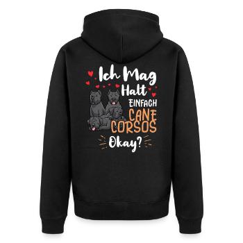 Cane Corso - Unisex Premium Bio Zip Hoodie - Schwarz - Hinten - Nico (187cm)