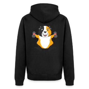 Guinea Pig Fitness Bodybuilding Gym - Unisex Premium Organic Zip Hoodie - black - Back - Nico (187cm)